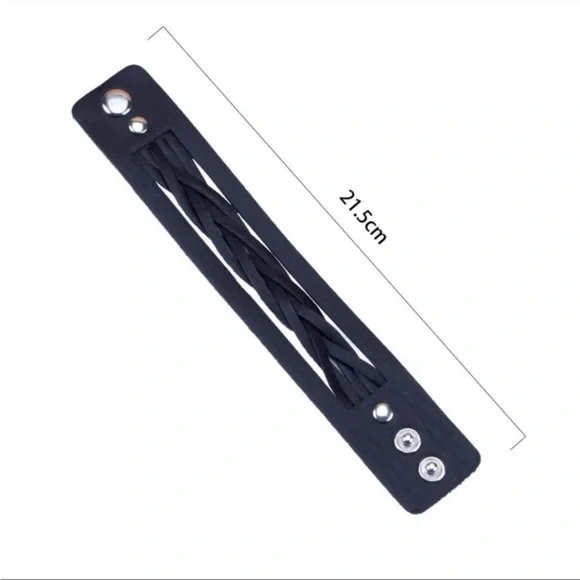 Black Leather Braided Bracelet - Picture 5 of 6